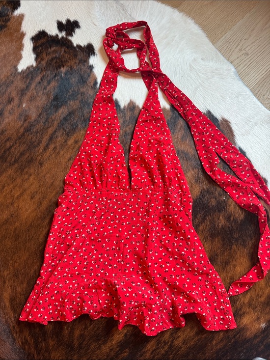 American Threads Dresses & Skirts - American Threads Red Floral Halter Romper